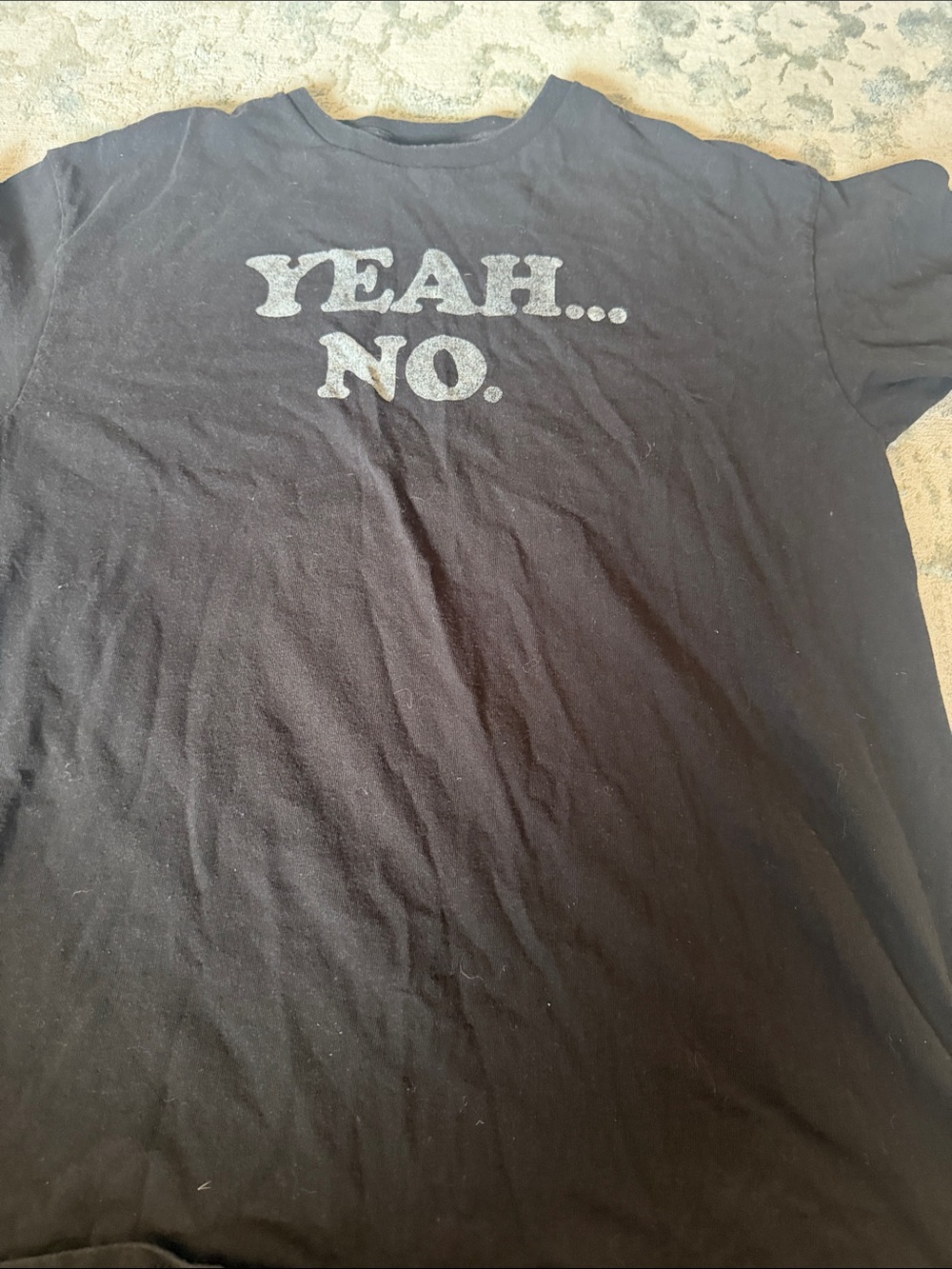 Men's Black Graphic Tee with 'YEAH... NO.' Print
